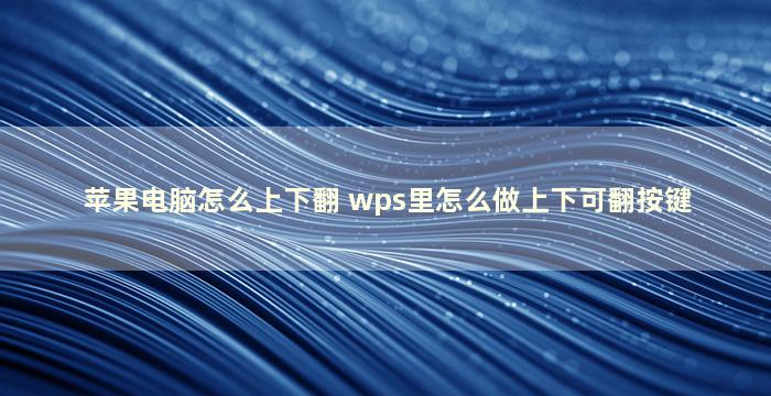 苹果电脑怎么上下翻 wps里怎么做上下可翻按键